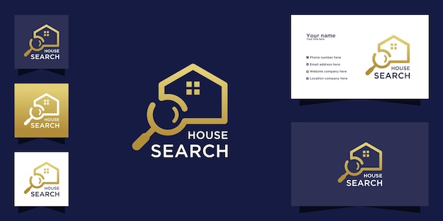 Home search logo with gold color design