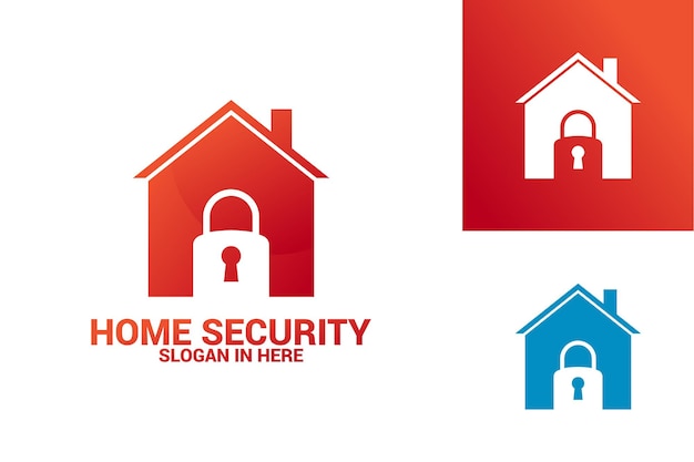 Home security lock logo template design