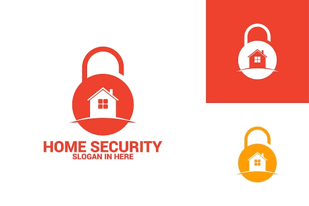 Home security lock logo template design