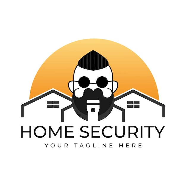 home security logo house guard illustration concept