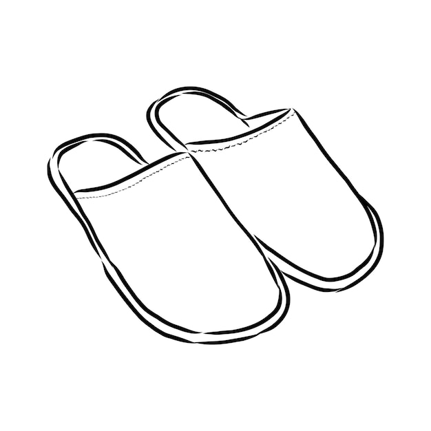 Home slipper illustration, drawing, engraving, ink, line art, vector