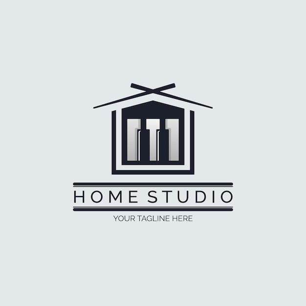 Home Studio Piano tuts music studio letter M logo design template for brand or company and other