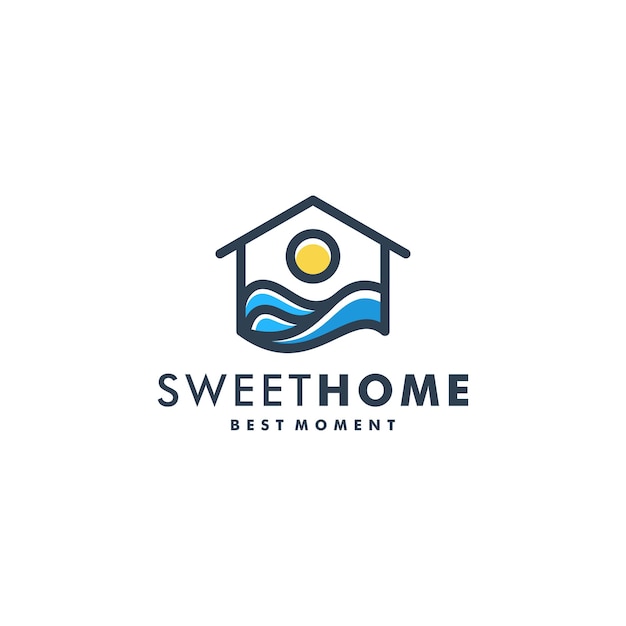 Home Sunset logo template vector icon logotype