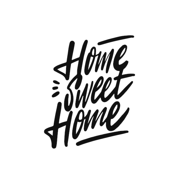 Home sweet home hand drawn black color modern calligraphy phrase.