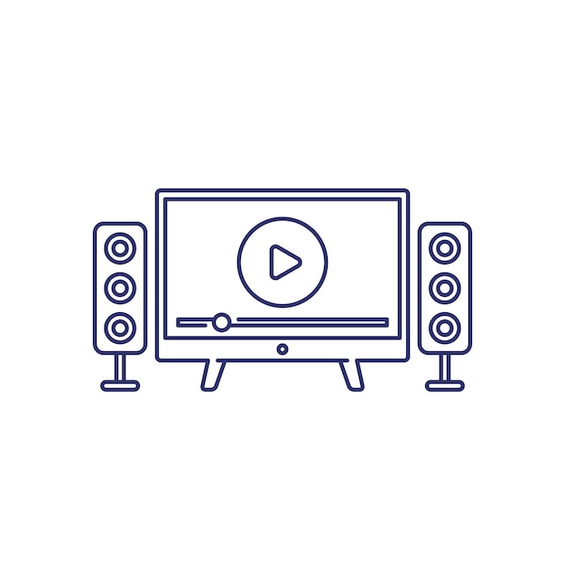 Home theater line icon on white