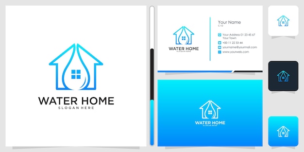 home water logo design and business card template 