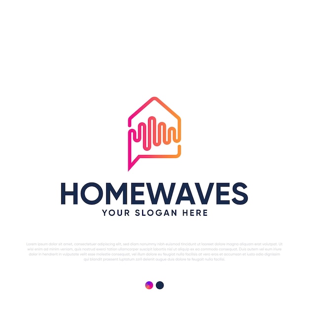 Home Waves logo design premium vector