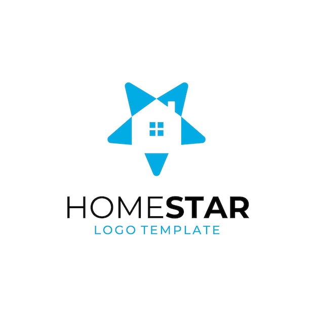 Home Window Chimney and Star for House Building Real Estate Residence Business Company Logo design