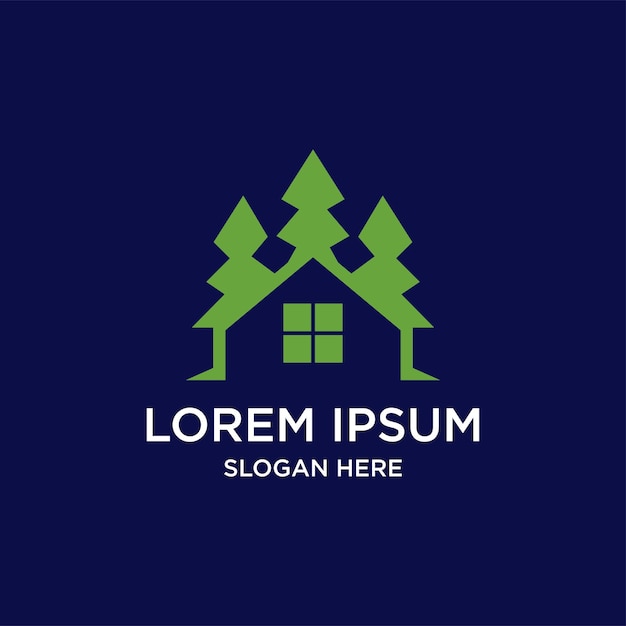 home with pine logo design