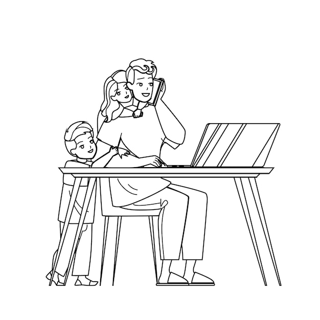 Home work stress father vector