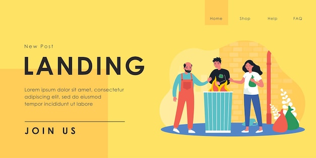 Homeless people warming themselves around fire in trash can. Flat vector illustration. Woman and men in dirty clothes, with sad faces, hungry and freezing. Poverty, failure, homelessness concept