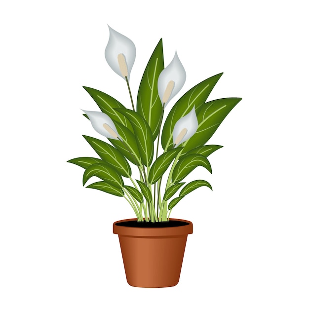 Homemade flower in a pot vector illustration on a white background