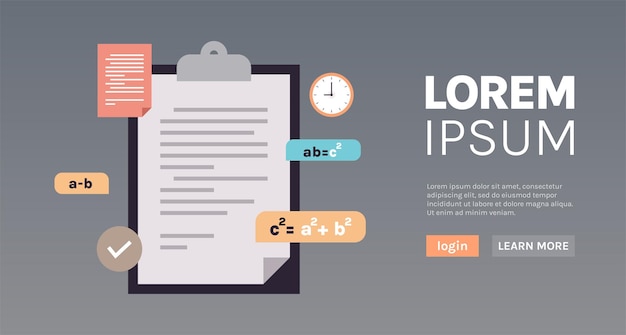 Homework and studying solving mathematical examples education concept flat vector illustration.