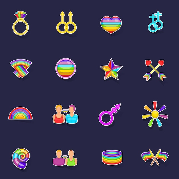 Homosexual icons set vector sticker