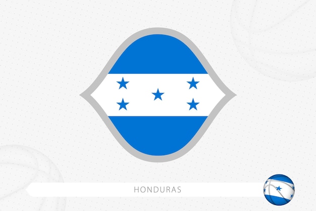 Honduras flag for basketball competition on gray basketball background.