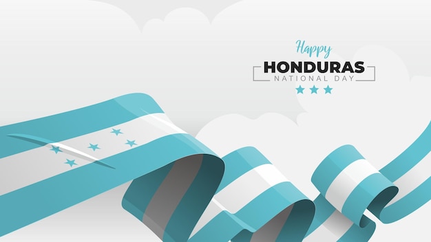 Honduras National Day greeting banner with waving national flag on white cloud vector illustration