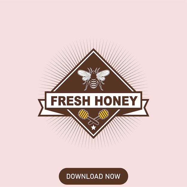 honey bee cartoon logo fresh honey logo label bee honey isolated