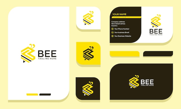 Honey Bee concepts logo letter B design and business card