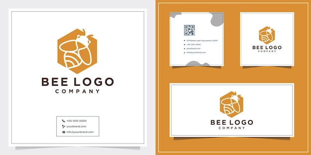 Vector honey bee farm concept logo design