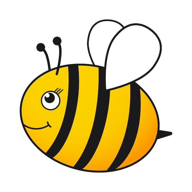 Honey bee icon. Insect character. Cartoon flying bee.