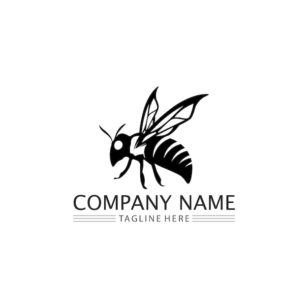 Honey and bee icon logo vector animal design and illustration