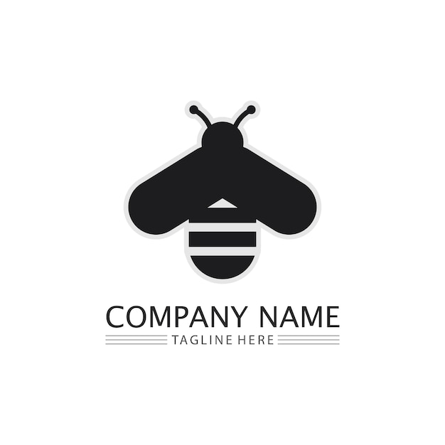 Honey and bee icon logo vector animal design and illustration