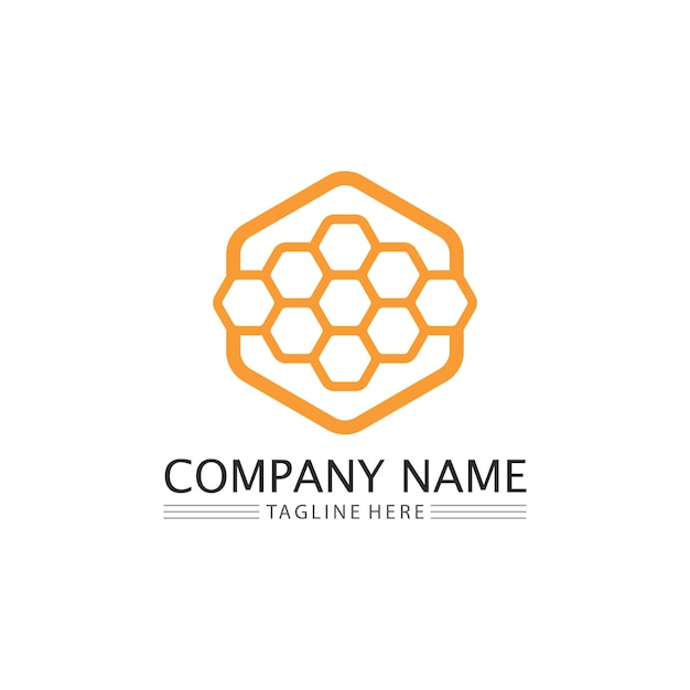 Honey and bee icon logo vector animal design and illustration