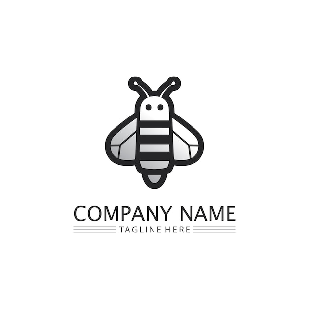 Honey and bee icon logo vector animal design and illustration