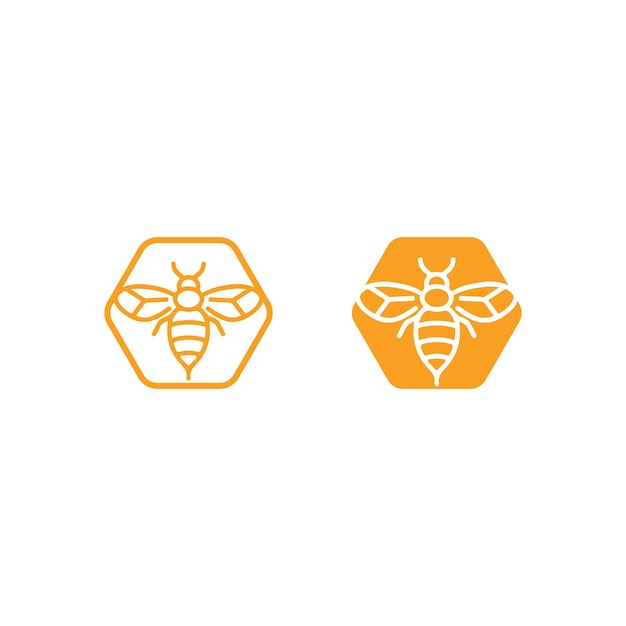 Honey and bee icon logo vector animal design and illustration