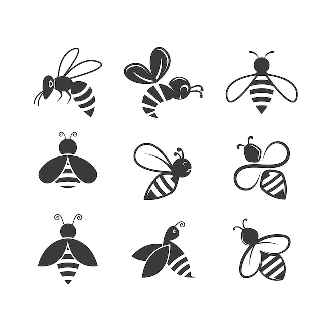 Honey Bee icon set  vector illustration element design template