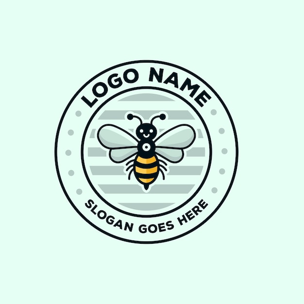 Vector honey bee logo design circular baby bee logo template