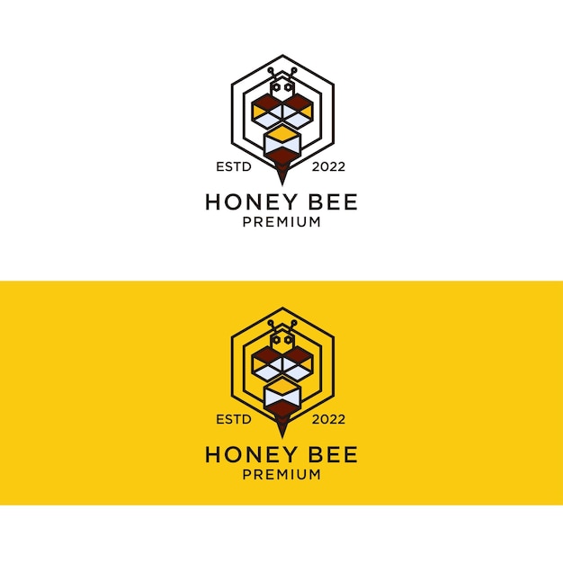 Honey bee logo design icon template