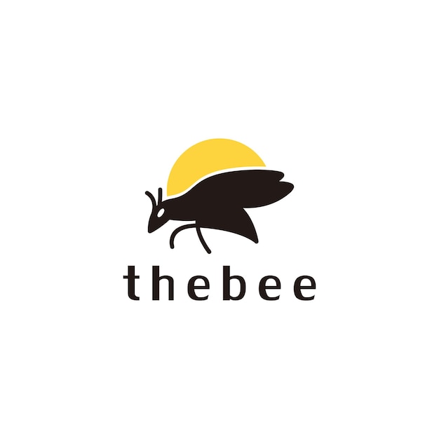 Honey bee mono line logo icon design template flat vector illustration