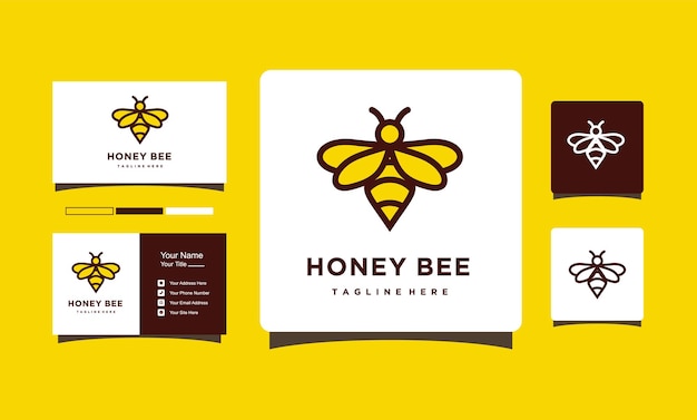 Honey Bee simple minimalist logo design isolated yellow background