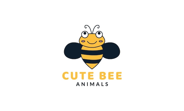 Honey bee smile happy cute cartoon  logo vector  illustration