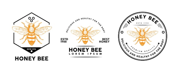 Honey bee template design for logo, badge and other