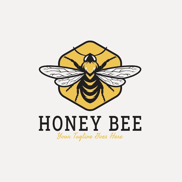 Honey bee vintage logo design for honey company