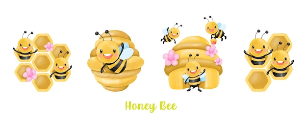 Honey Bee Watercolor Clipart buzz