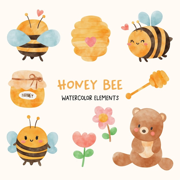 Honey bee watercolor set