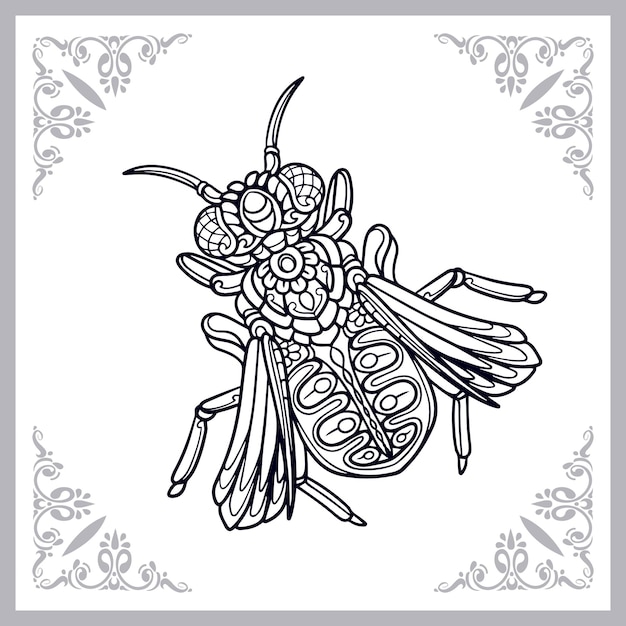 Honey bee zentangle arts isolated on white background