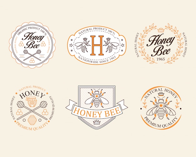 Honey and bees   badges, labels  