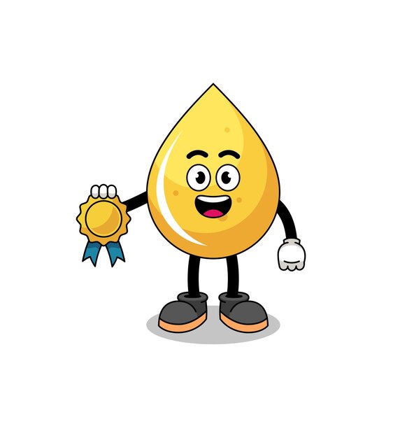 Honey drop cartoon illustration with satisfaction guaranteed medal