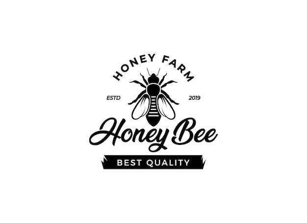 Honey Farm and bee company logo design template.