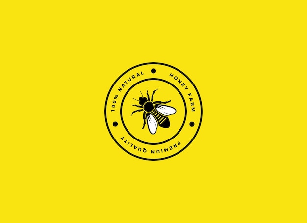 Honey Farm and bee company logo design template.