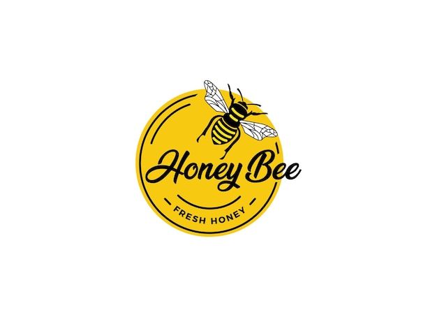 Honey Farm and bee company logo design template.