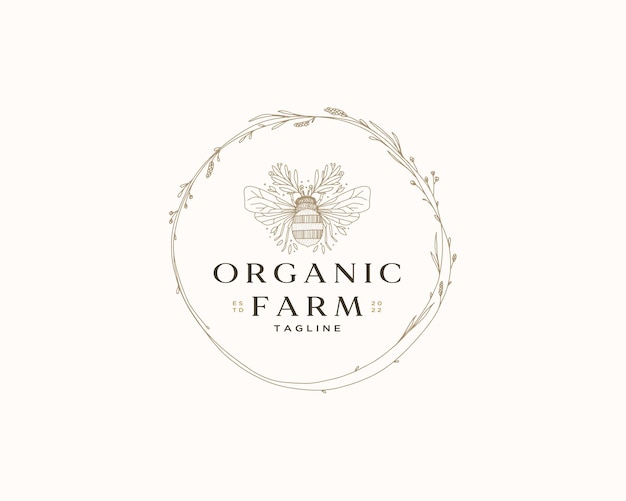 Honey Farm Logo Template, Bee Honey Logo, Bee logo, Bee vector, Bee illustration