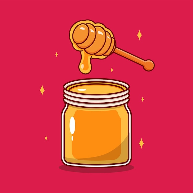 Honey jar cartoon flat food vector