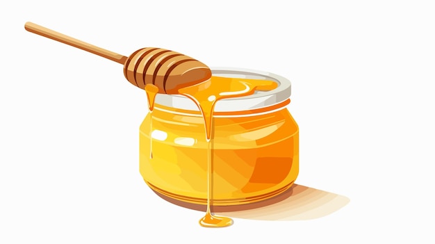 Honey Jar Spoon Isolated Icon White Background