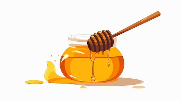 Honey Jar Spoon Isolated Icon White Background