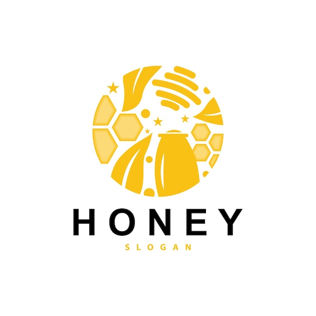 Honey Logo Honey Bee Animal Vector Livestock Design Simple Minimalist Icon Symbol Illustration